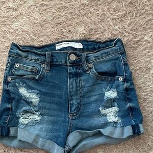 Garage Blue Distressed Jean Shorts